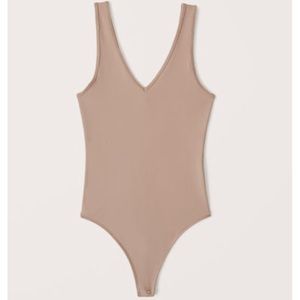 Abercrombie & Fitch Seamless V-neck Bodysuit Nude Size Medium